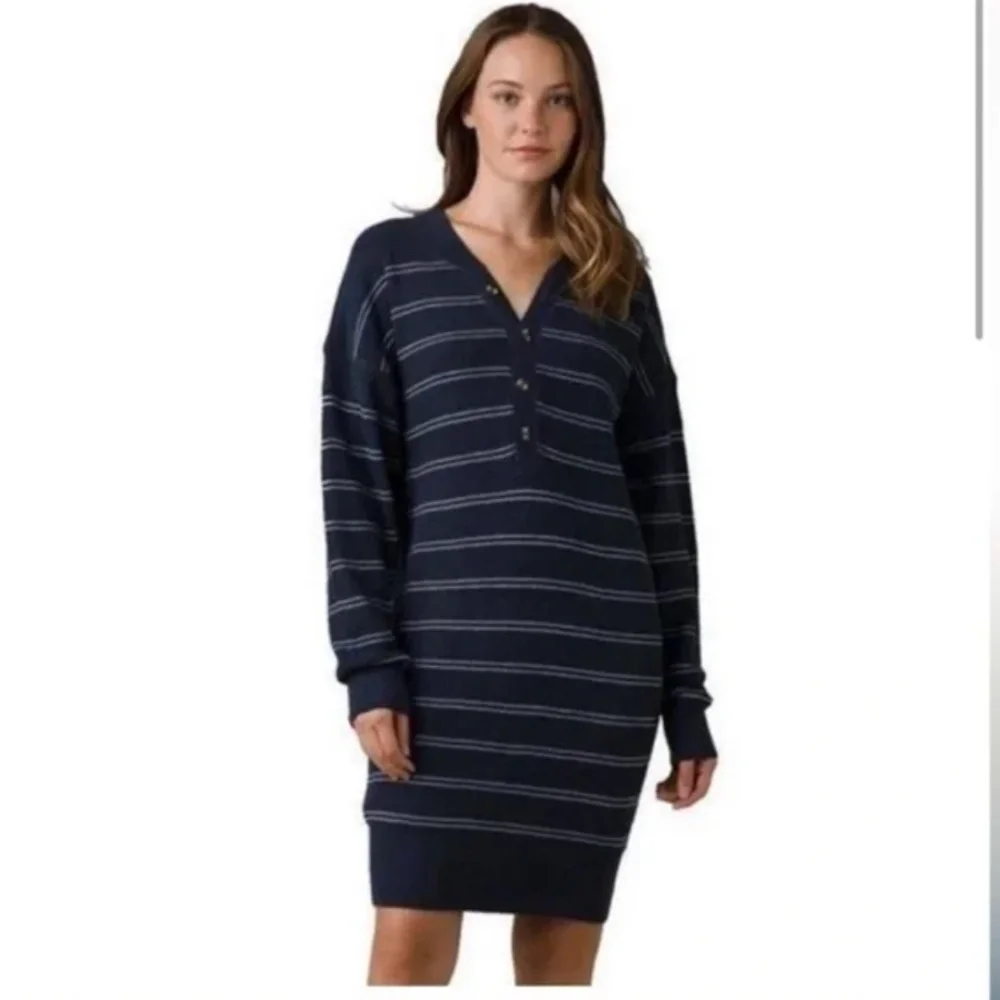 Prana Milani Henley Dress, Nautical Stripes,‎ M, NWT Organic